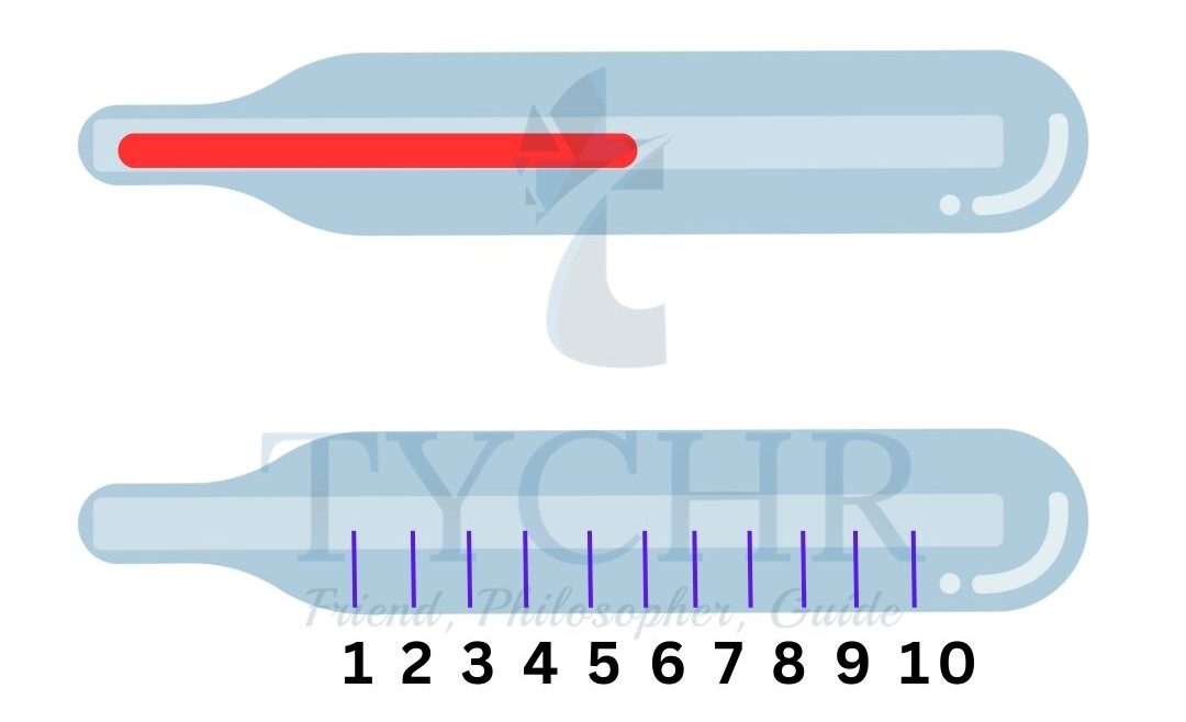 Meniscus of mercury in a thermometer